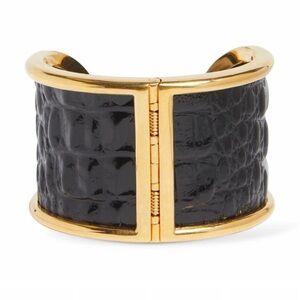 TOM FORD Embossed Leather & Brass Cuff Bracelet